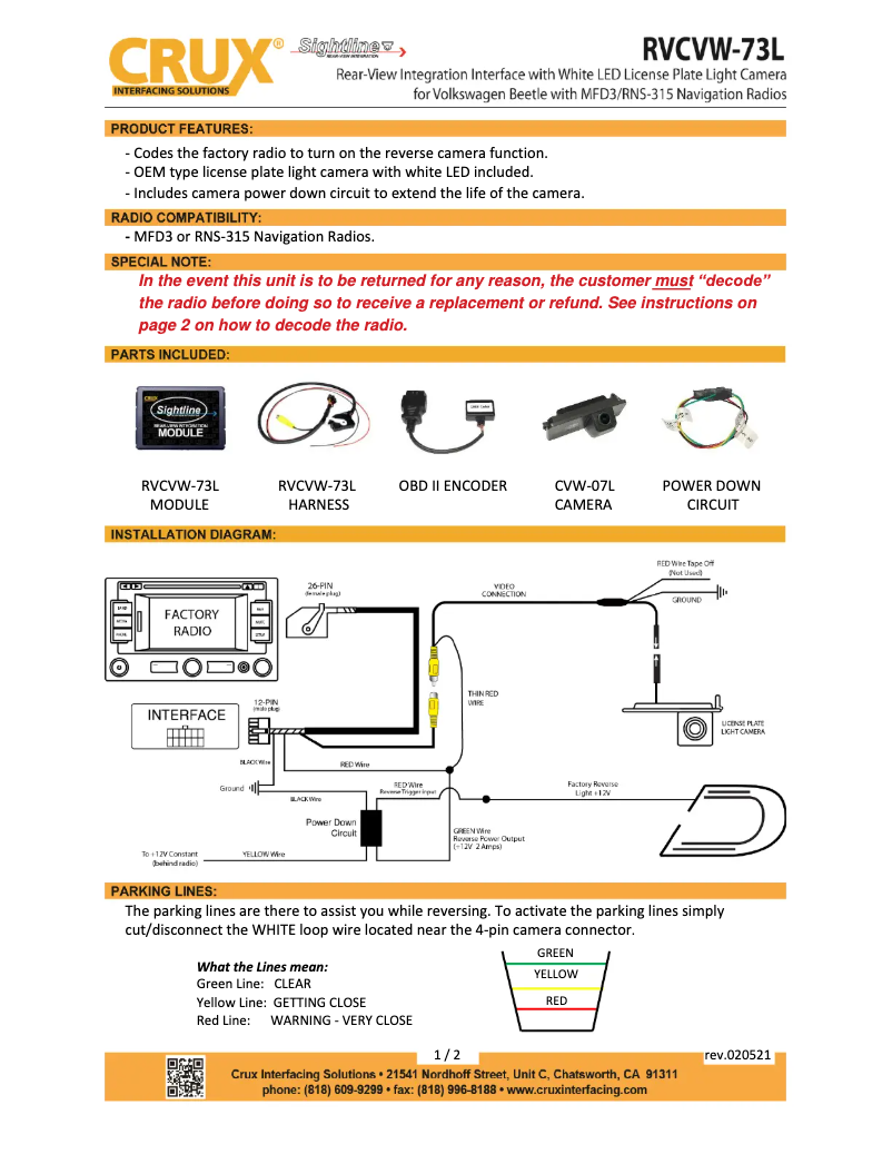 Página 1 del manual Manual de usuario CRUX RVCVW-73L