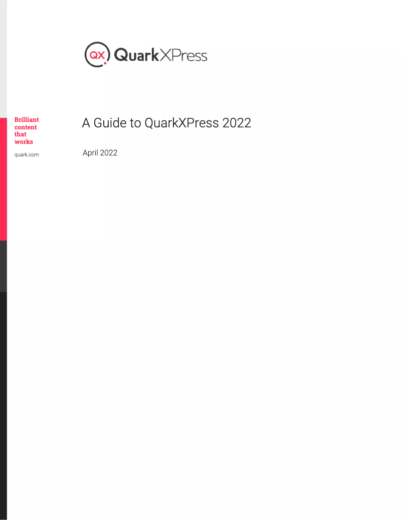 Imagen de la primera página del manual del dispositivo QuarkXPress 2022