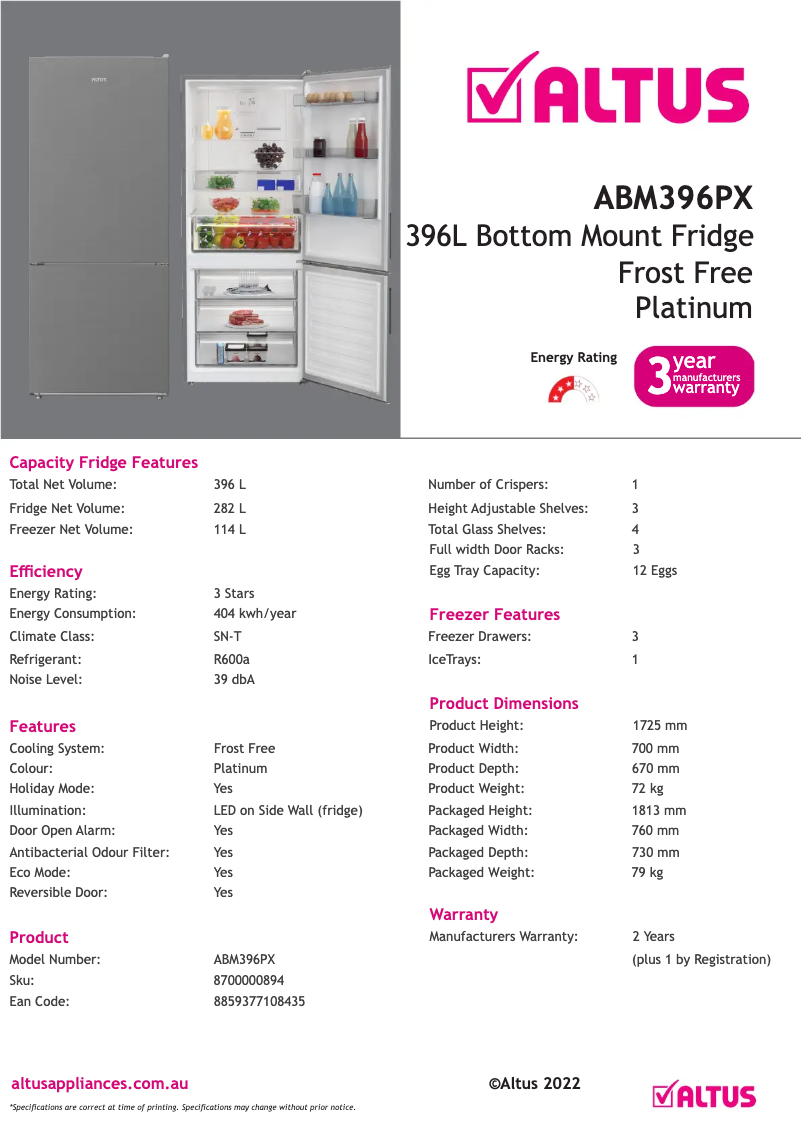 Imagen de la primera página del manual del dispositivo ABM396PX