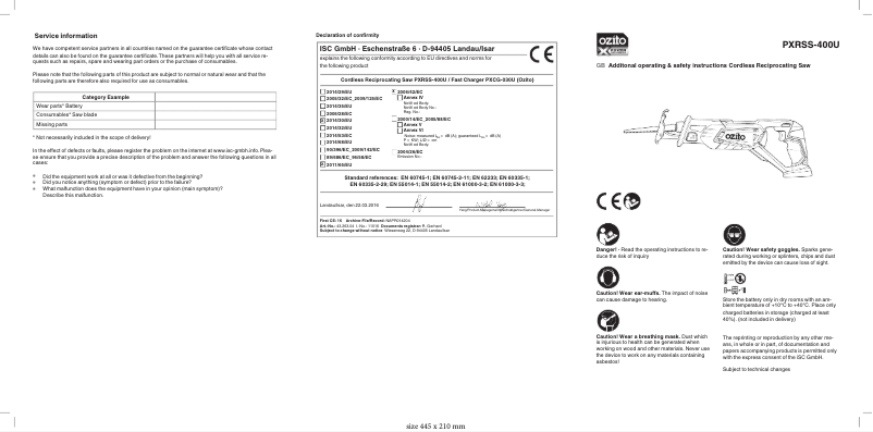 Imagen de la primera página del manual del dispositivo PXRSS-400U