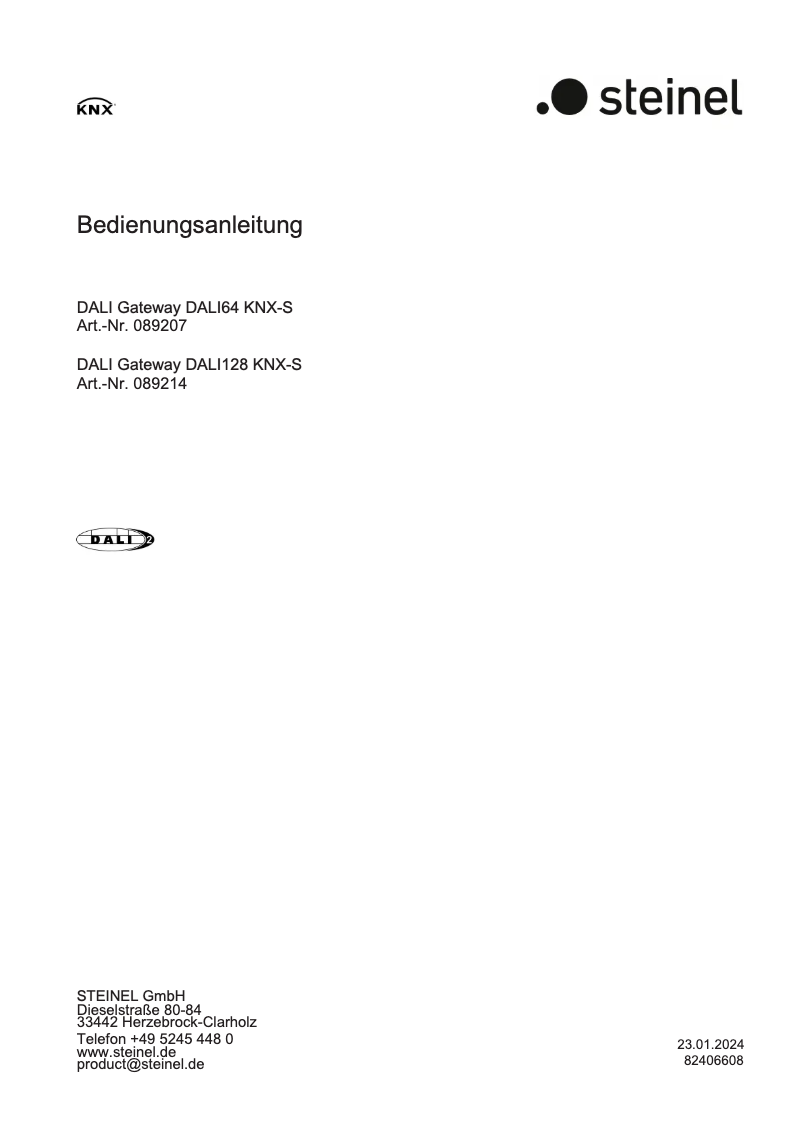 Imagen de la primera página del manual del dispositivo DALI64 KNX