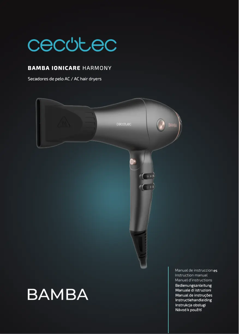 Imagen de la primera página del manual del dispositivo Bamba IoniCare Harmony