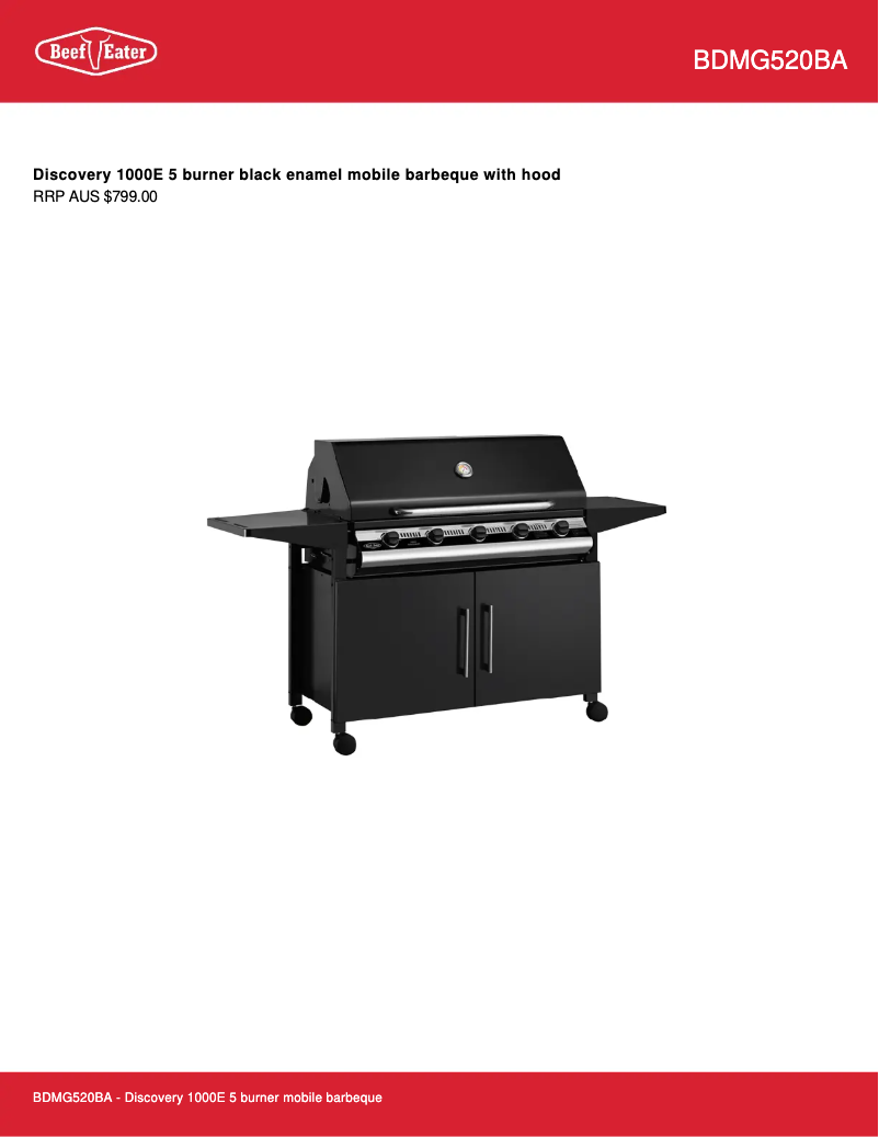 Página 1 del manual Ficha técnica BeefEater BDMG520BA