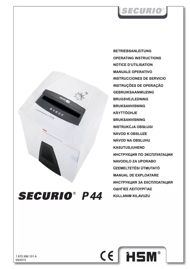 Imagen de la primera página del manual del dispositivo Securio P44