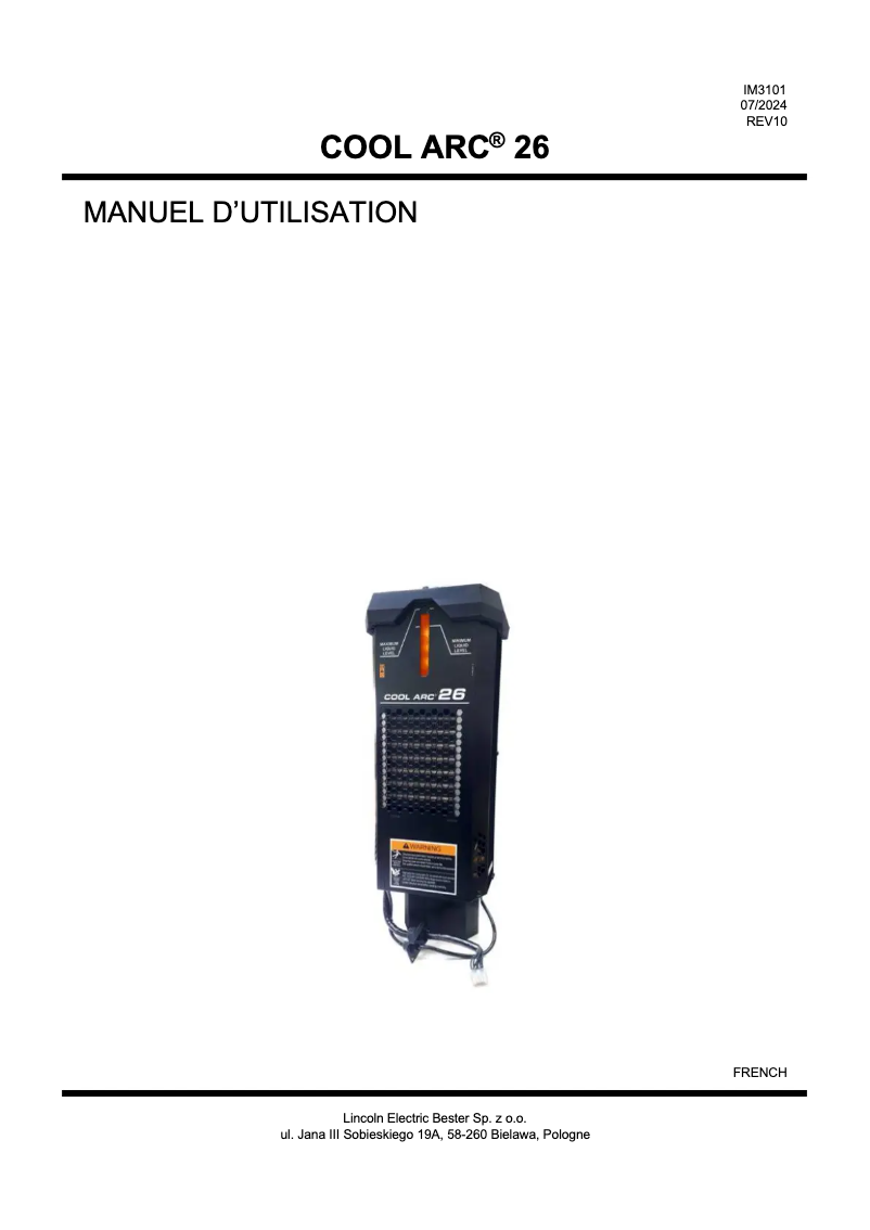 Imagen de la primera página del manual del dispositivo COOLARC 26