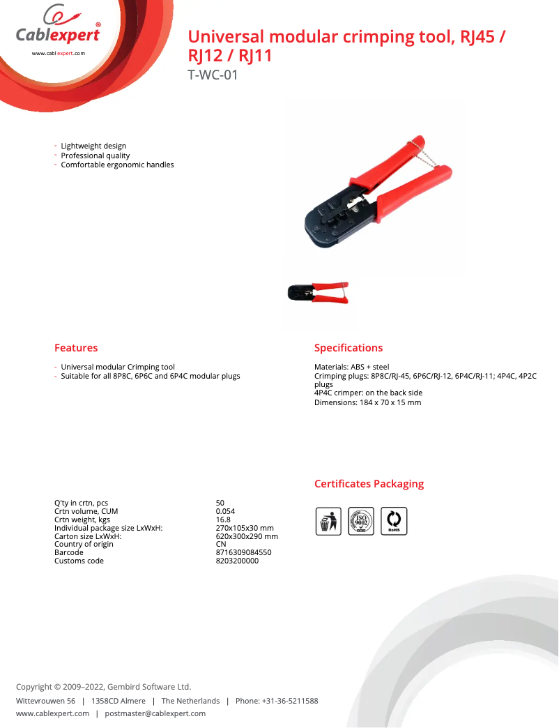 Imagen de la primera página del manual del dispositivo T-WC-01