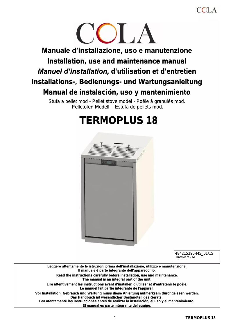 Página 1 del manual Manual de usuario Cola Termo Plus 18