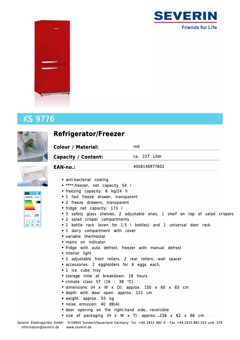 Página nº 1 - Ficha técnica Severin KS 9776