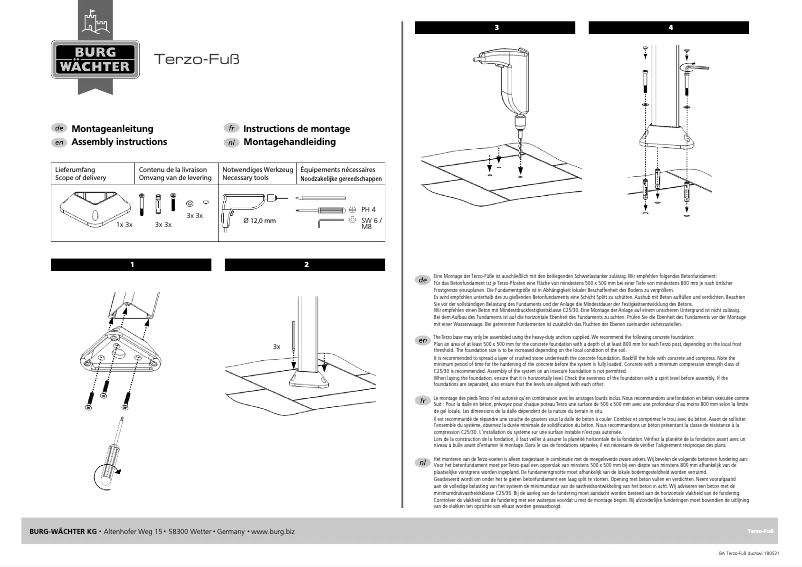 Página 1 del manual Manual de usuario Burg Wächter Terzo-Fuß V11
