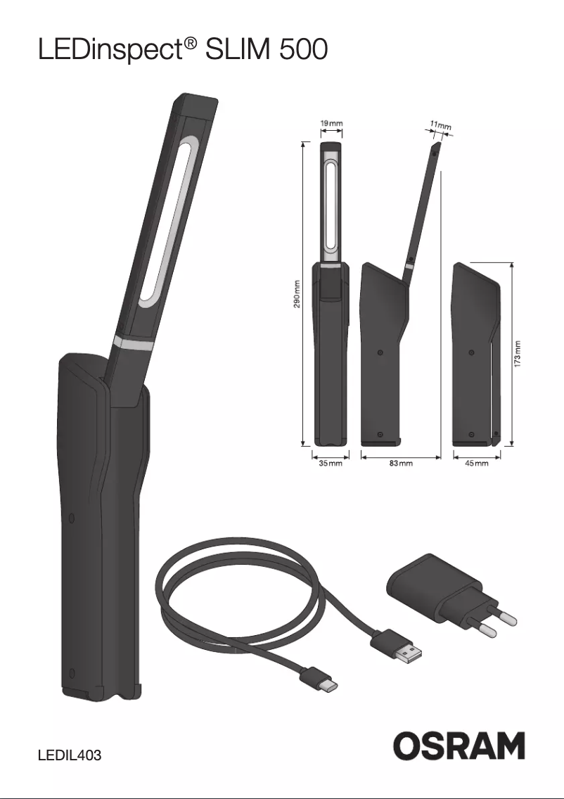 Imagen de la primera página del manual del dispositivo LEDinspect SLIM 500