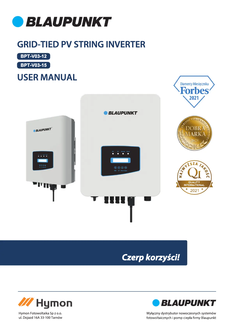 Imagen de la primera página del manual del dispositivo BPT-V03-12