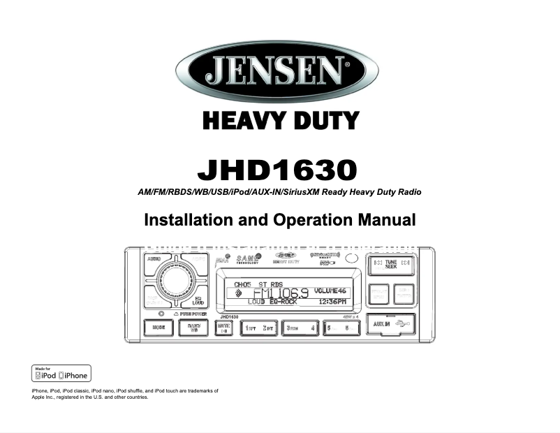 Página 1 del manual Manual de usuario Jensen JHD1630