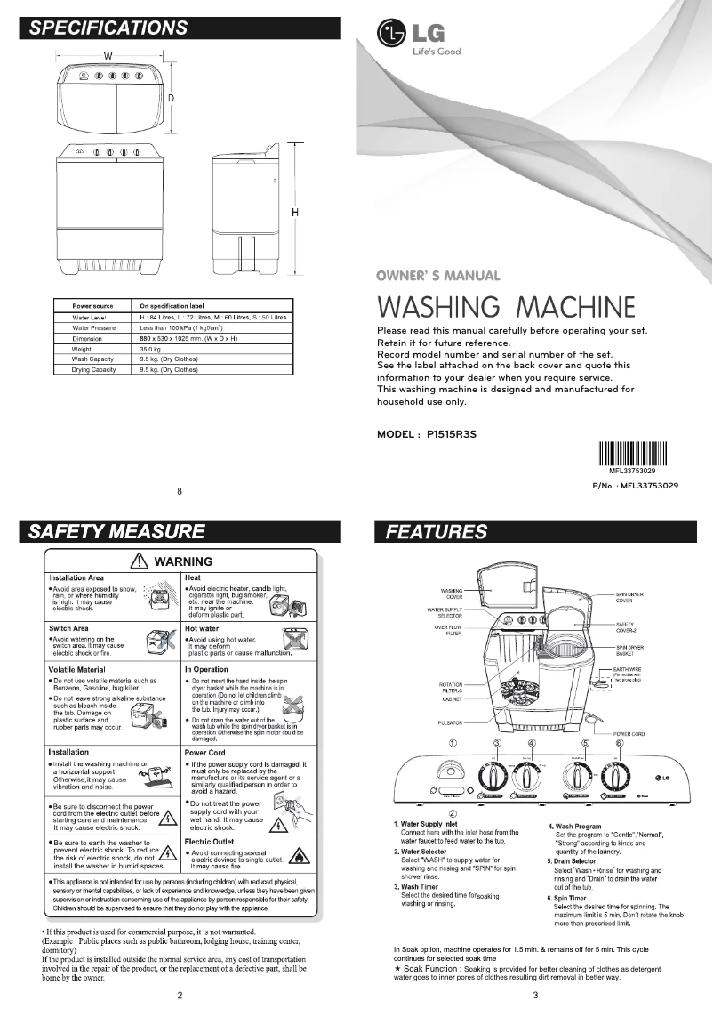 Página nº 1 - Manual de usuario LG P1515R3S