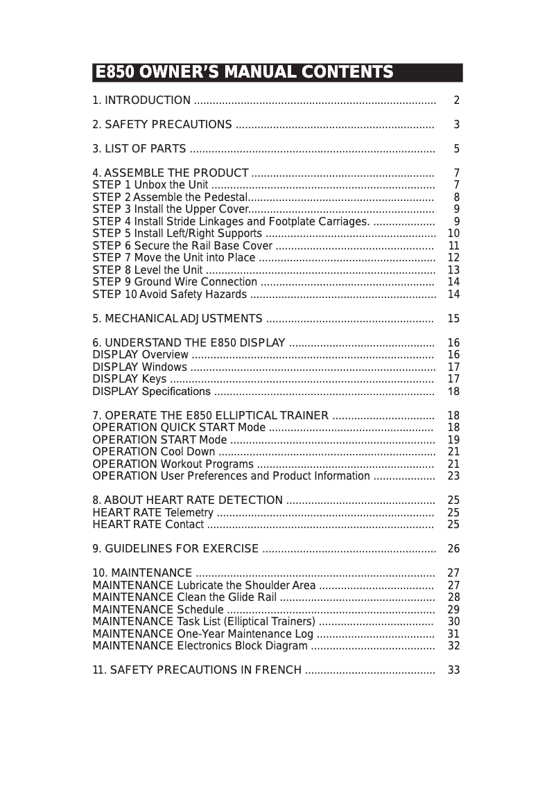 Imagen de la primera página del manual del dispositivo E850