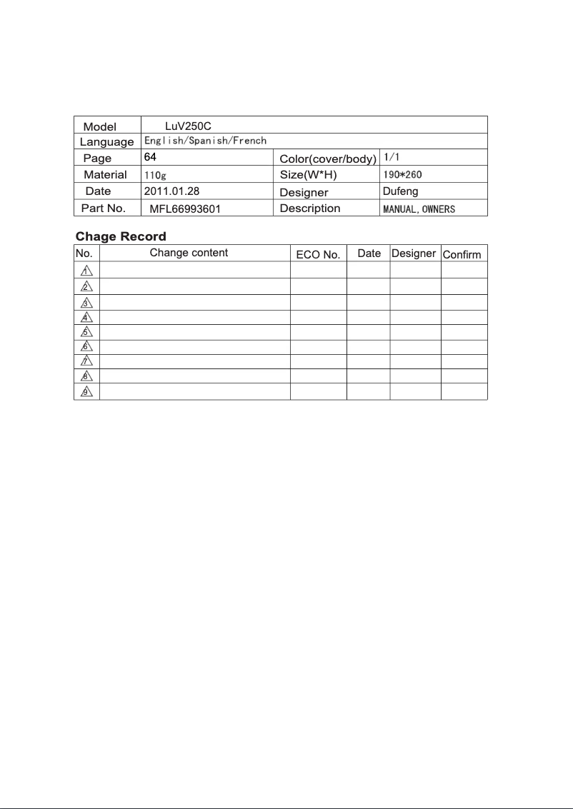 Página 1 del manual Manual de usuario LG LuV250C