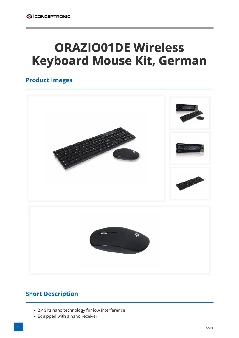 Imagen de la primera página del manual del dispositivo ORAZIO01DE