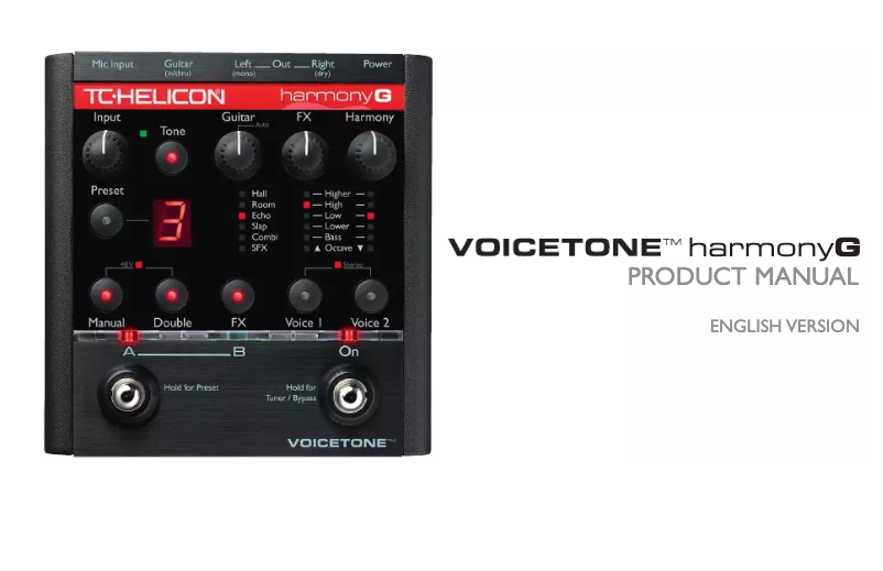 Página nº 1 - Manual de usuario TC Helicon VoiceTone Harmony G