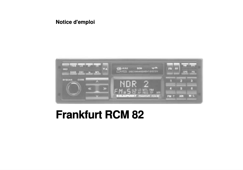Imagen de la primera página del manual del dispositivo Frankfurt RCM 82