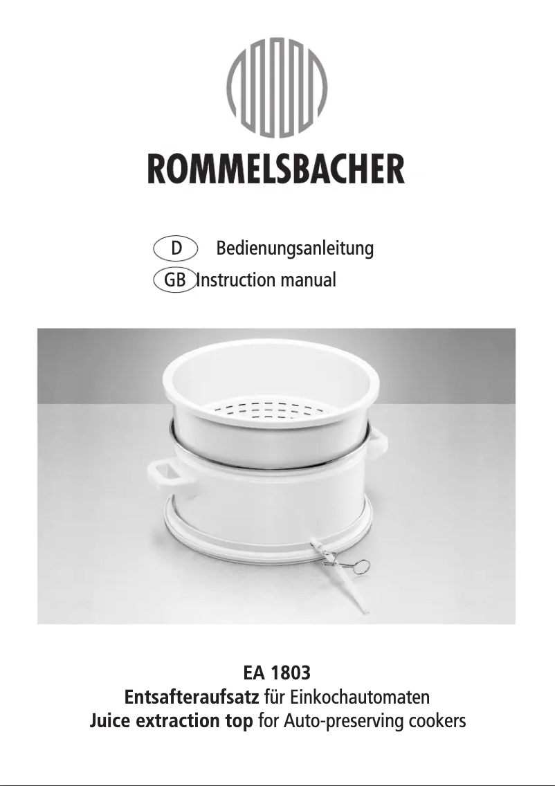 Imagen de la primera página del manual del dispositivo EA 1803