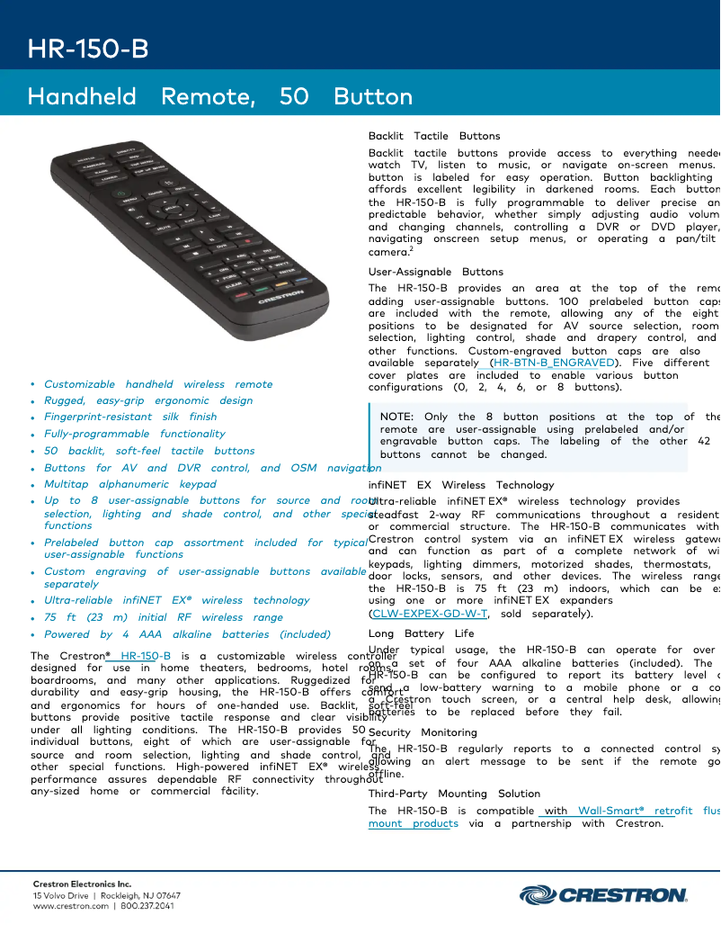 Imagen de la primera página del manual del dispositivo HR-150-B