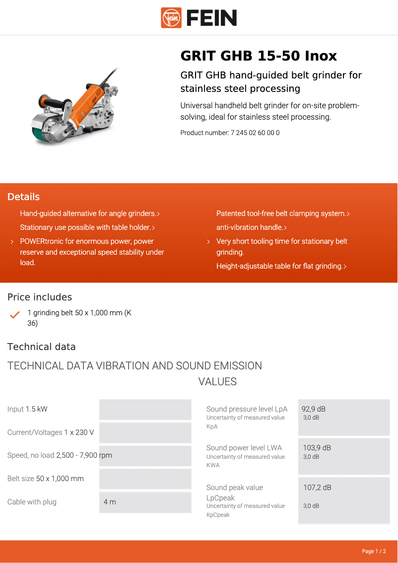 Imagen de la primera página del manual del dispositivo GRIT GHB 15-50 Inox