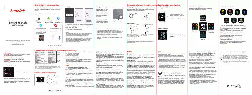 Imagen de la primera página del manual del dispositivo Smart Watch ID205G