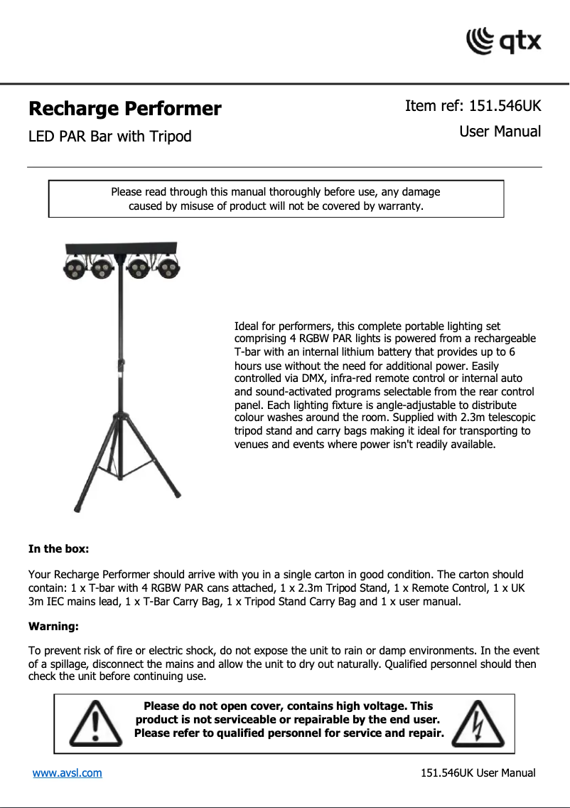 Página nº 1 - Manual de usuario Qtx Recharge Performer