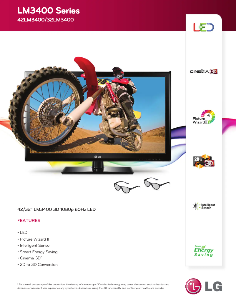 Imagen de la primera página del manual del dispositivo 42LM3400