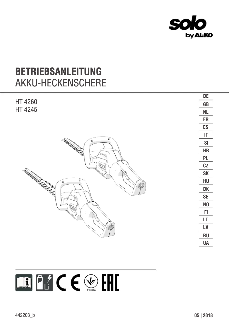 Imagen de la primera página del manual del dispositivo Solo Power Flex HT 4260