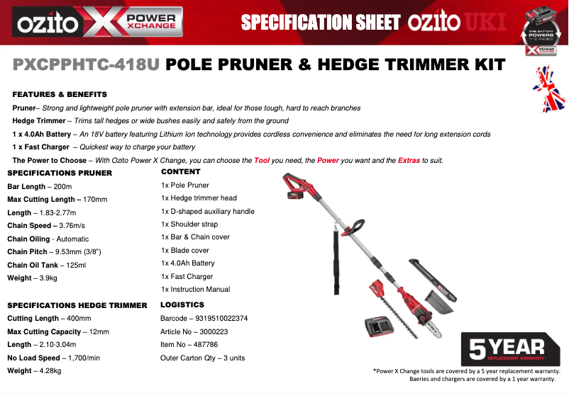 Imagen de la primera página del manual del dispositivo PXCPPHTC-418U