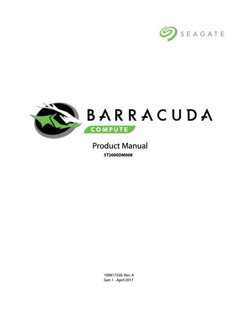 Imagen de la primera página del manual del dispositivo Barracuda ST2000DM008