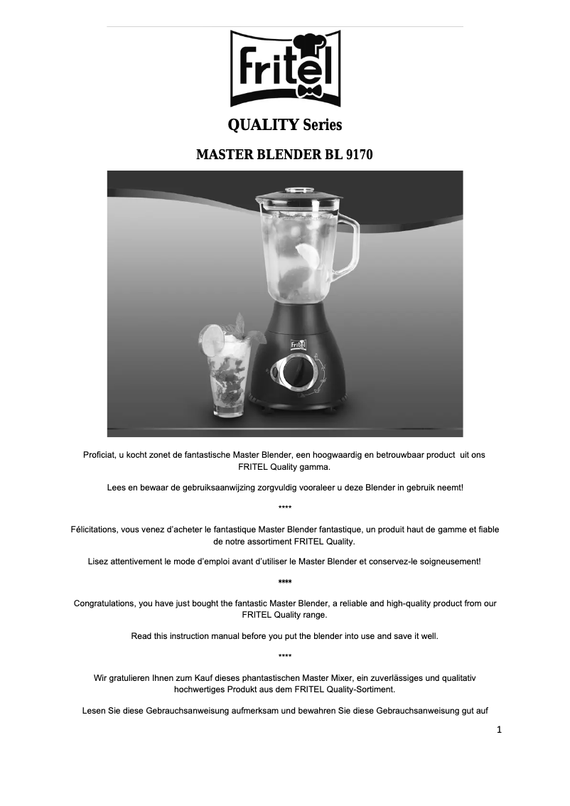 Imagen de la primera página del manual del dispositivo BL 9170