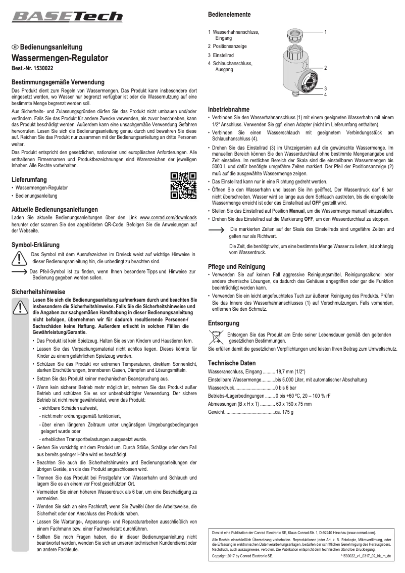 Página 1 del manual Manual de usuario BaseTech 1530022