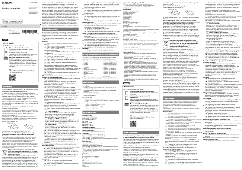 Página nº 1 - Manual de usuario Sony PHA-3AC