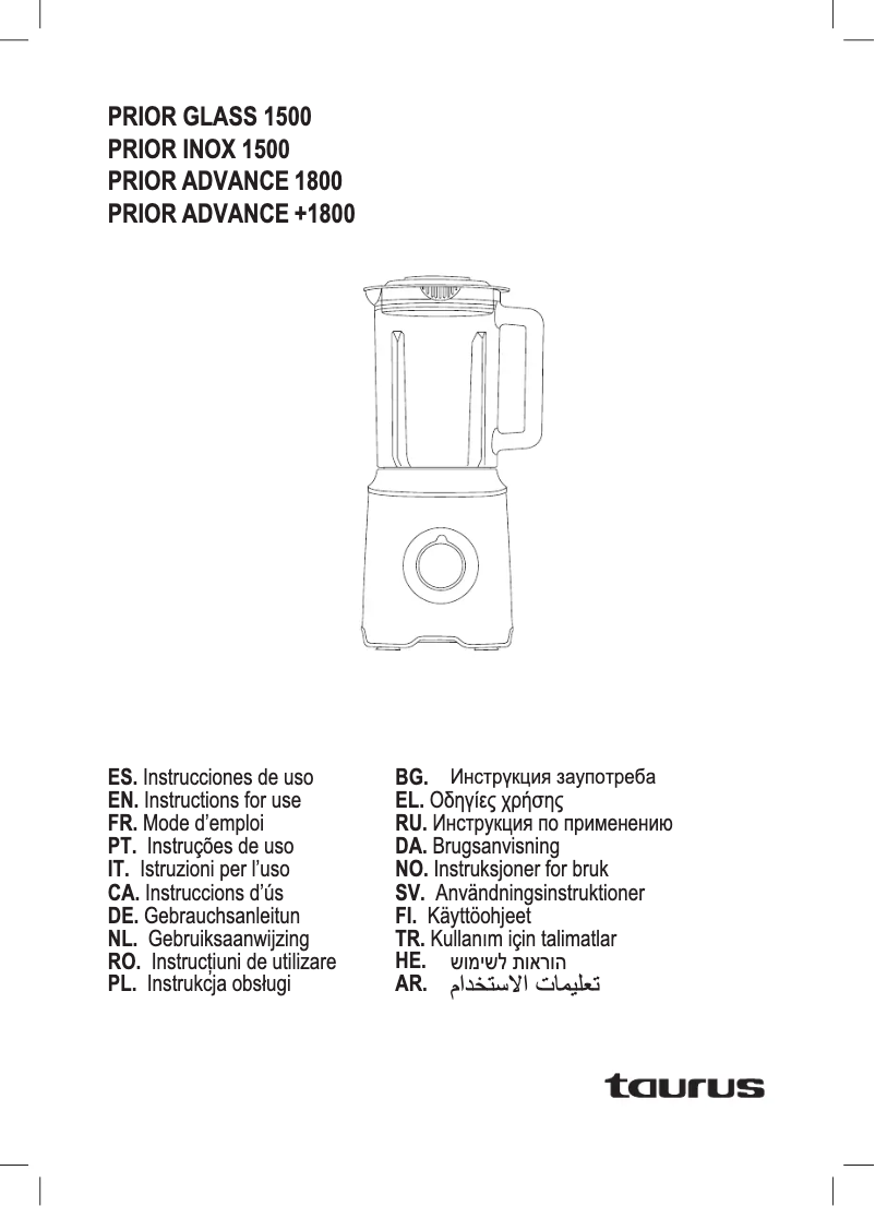 Página nº 1 - Manual de usuario Taurus Prior Inox 1500
