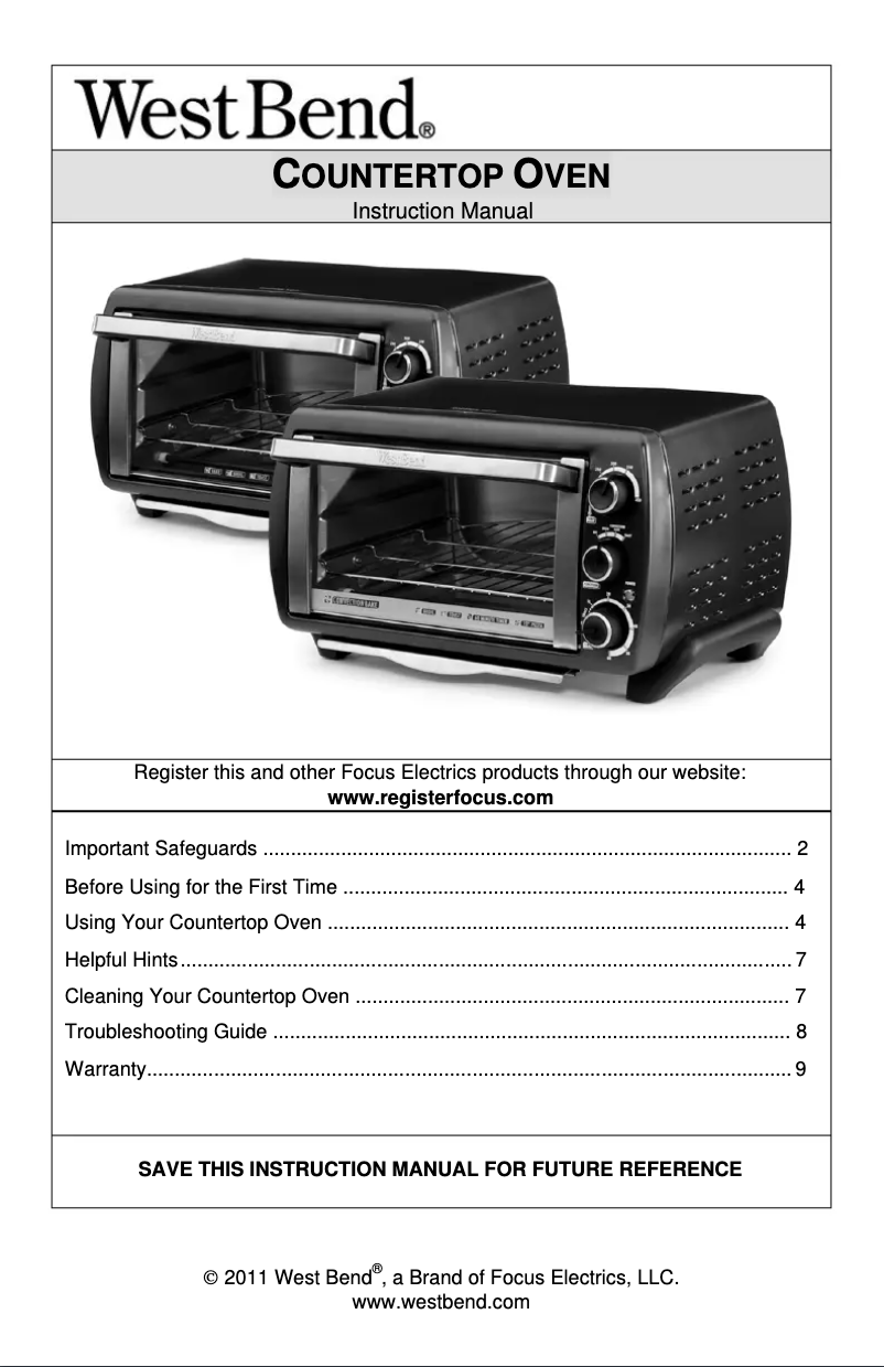Página 1 del manual Manual de usuario WestBend 74106