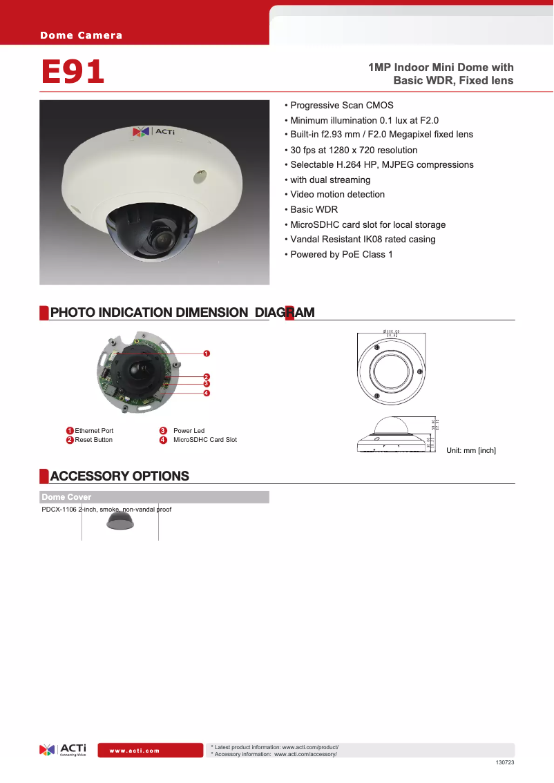 Página 1 del manual Folleto ACTi E91