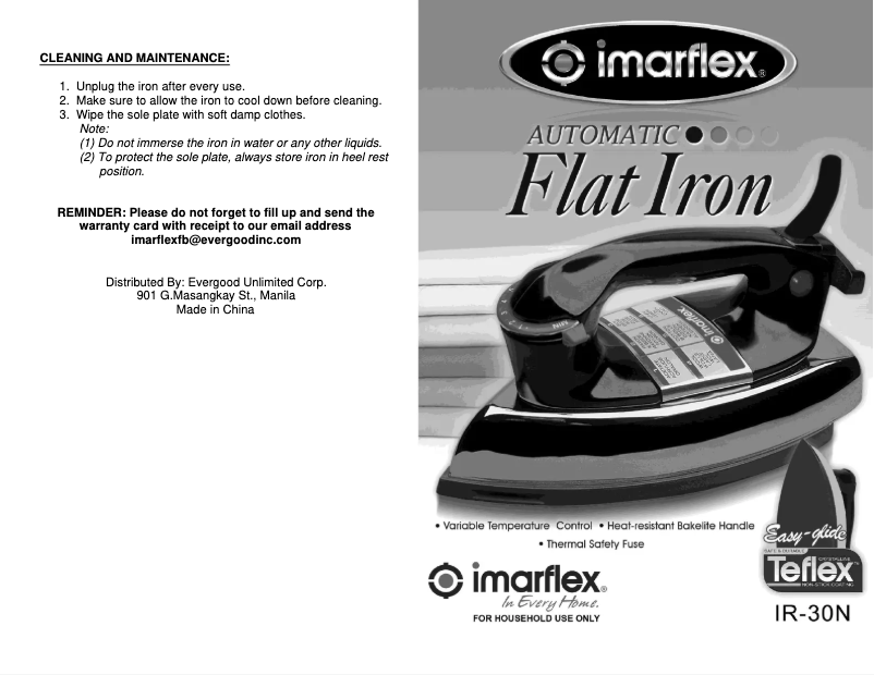 Imagen de la primera página del manual del dispositivo IR-30N