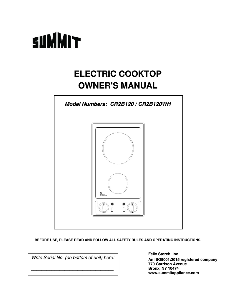 Imagen de la primera página del manual del dispositivo CR2B120WH