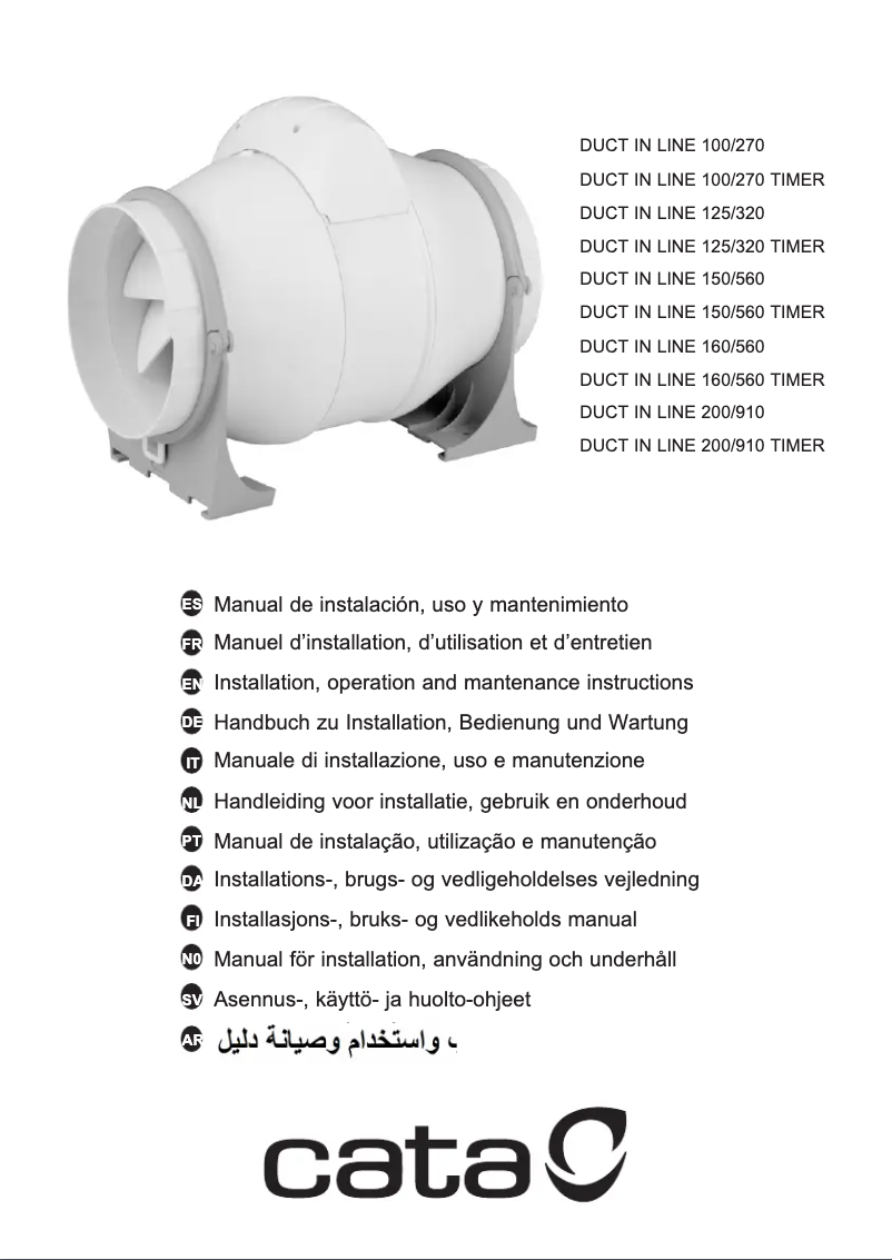 Imagen de la primera página del manual del dispositivo DUCT IN LINE 100/270