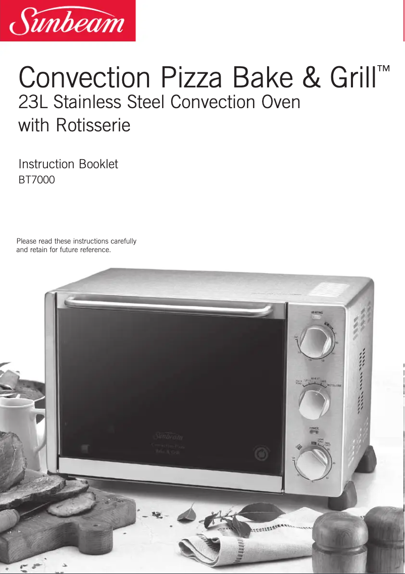 Imagen de la primera página del manual del dispositivo Convection Pizza Bake & Grill BT7000