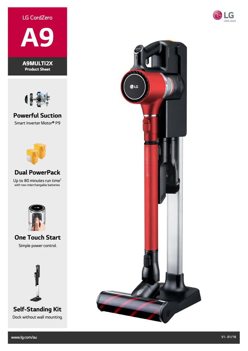 Imagen de la primera página del manual del dispositivo CordZero A9