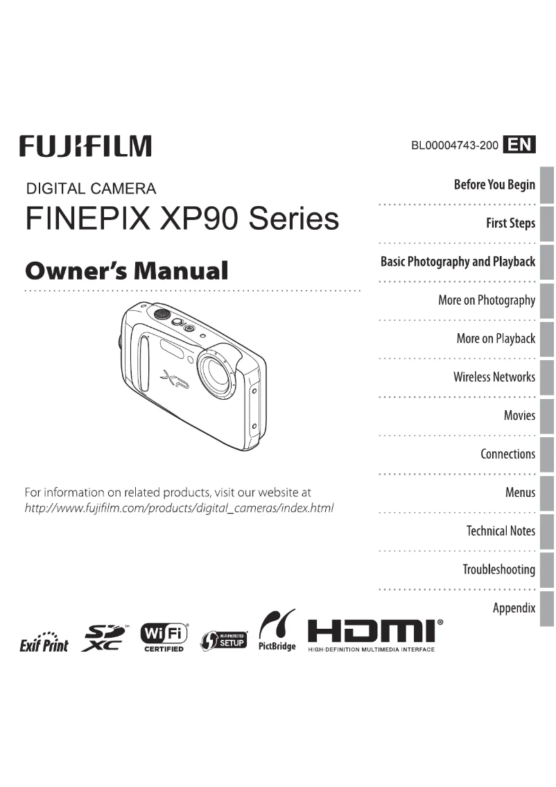 Imagen de la primera página del manual del dispositivo FinePix XP90