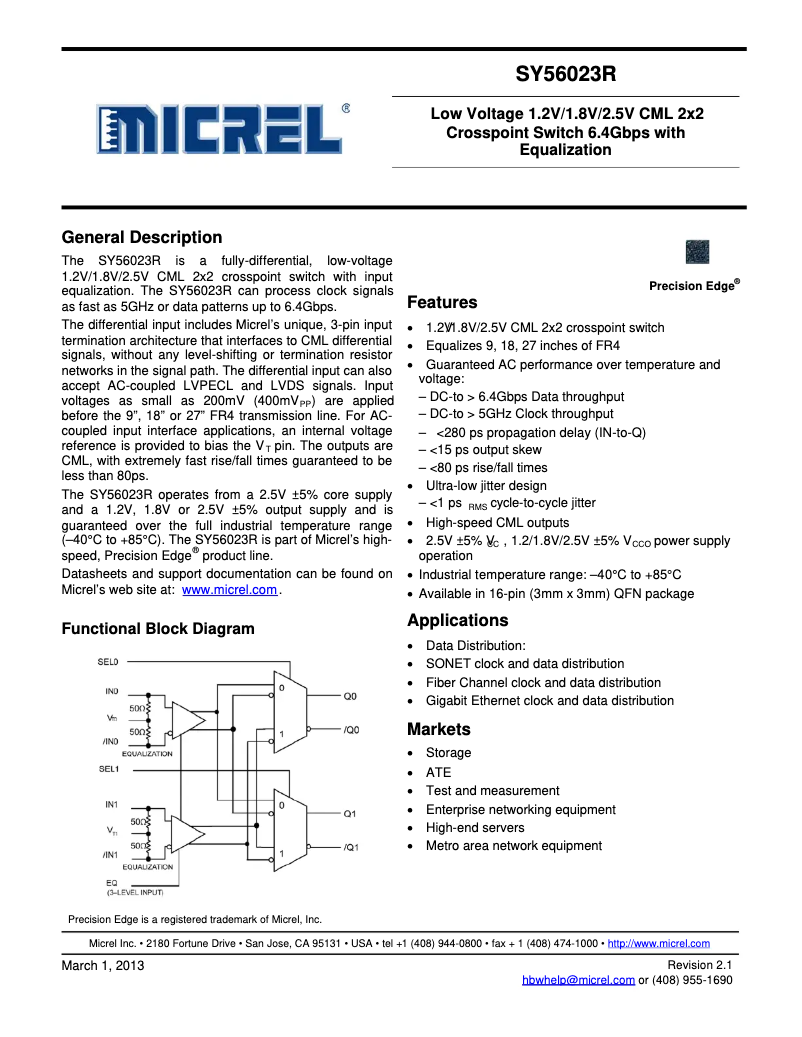 Imagen de la primera página del manual del dispositivo SY56023R