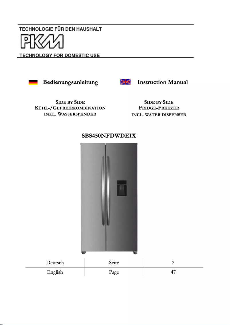 Página 1 del manual Manual de usuario PKM SBS450NFDWDEIX