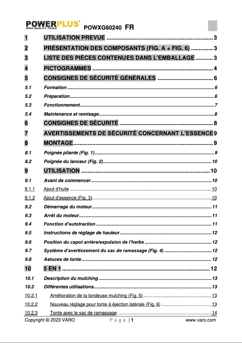 Página 1 del manual Manual de usuario PowerPlus POWXG60240