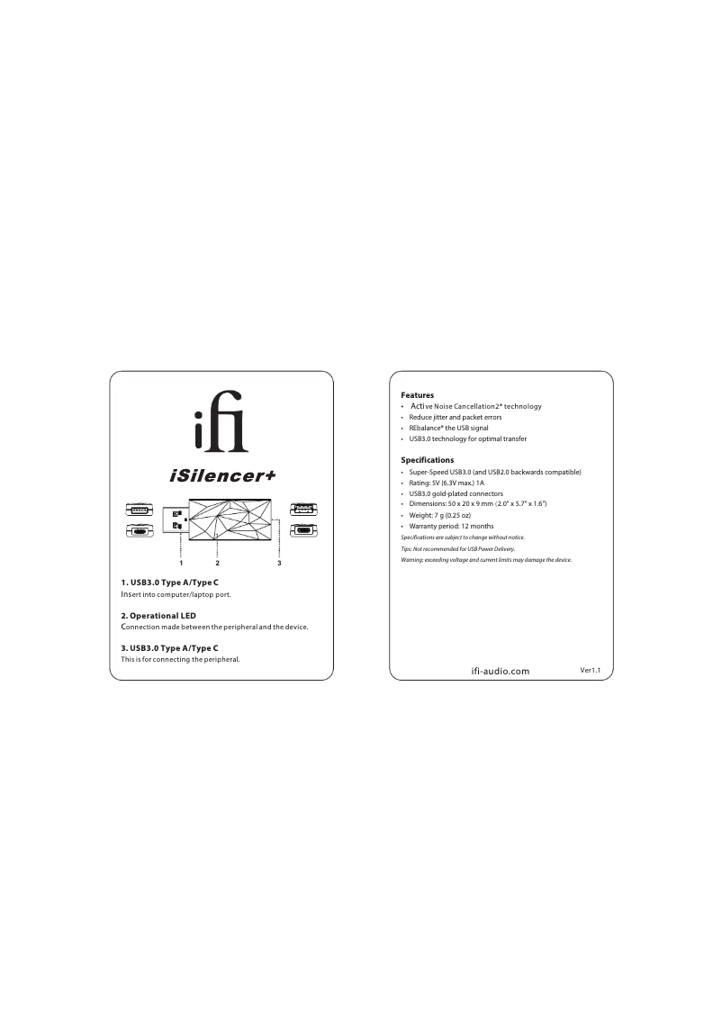 Imagen de la primera página del manual del dispositivo iSilencer+