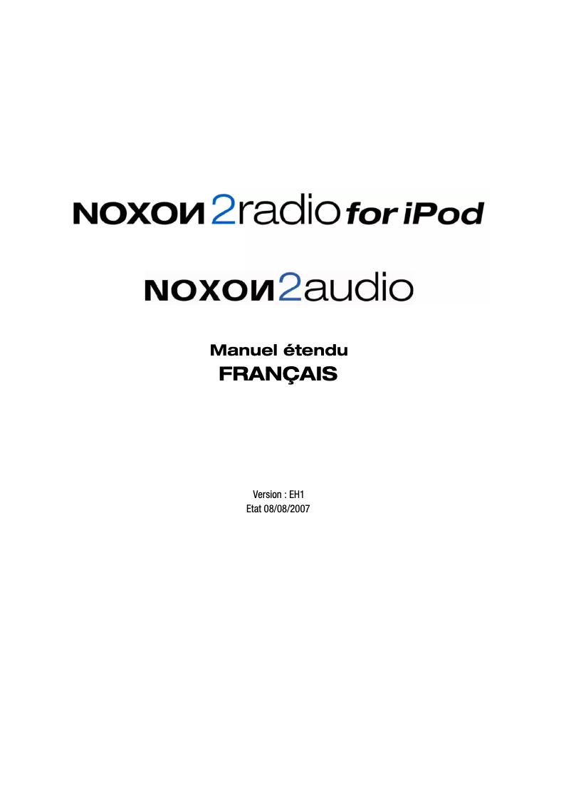 Imagen de la primera página del manual del dispositivo Noxon 2 radio for iPod