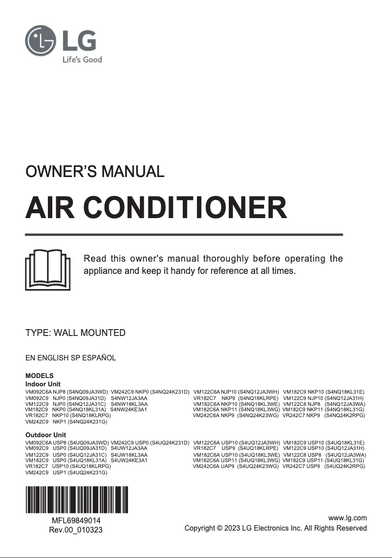 Página 1 del manual Manual de usuario LG VR182C7