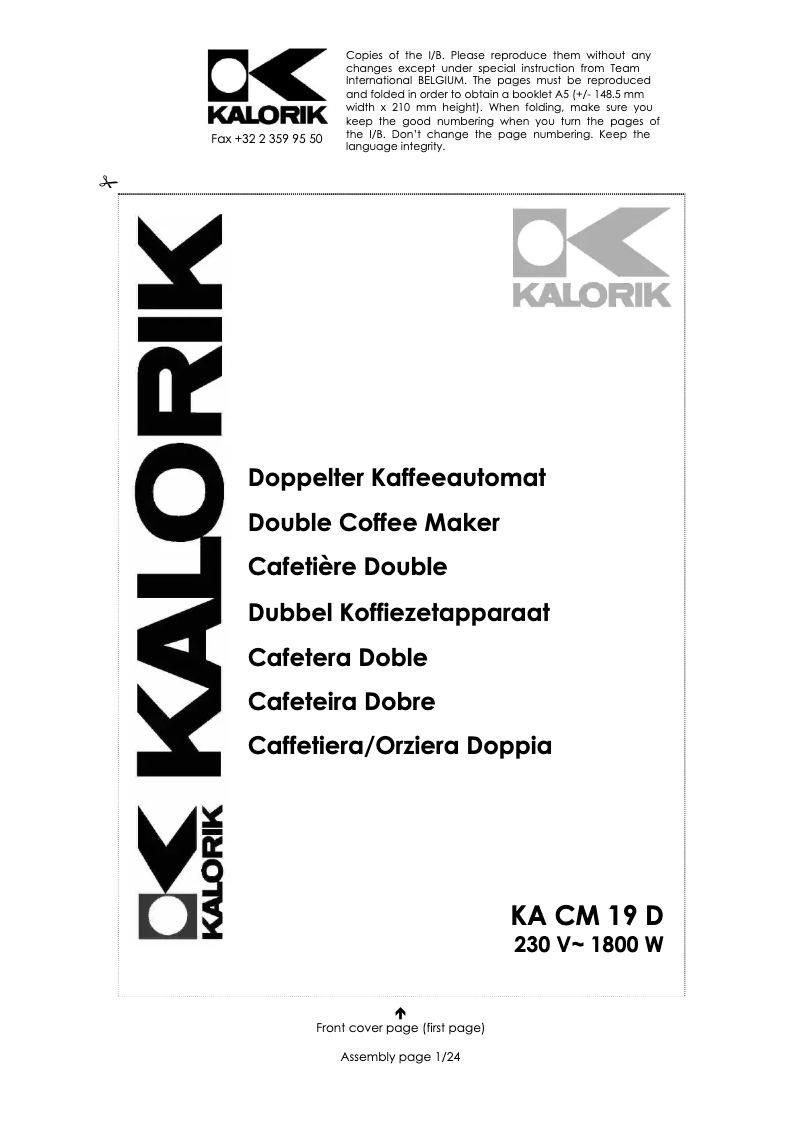 Página 1 del manual Manual de usuario Kalorik KA CM 19 D